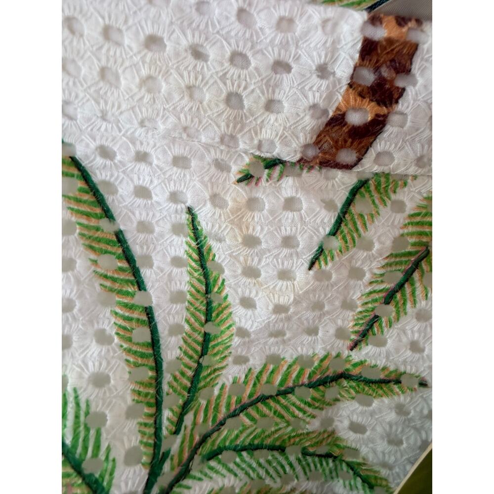 Farm Rio Cotton White Eyelet Midi Skirt, Size Small (Flaws) - Picture 6 of 11